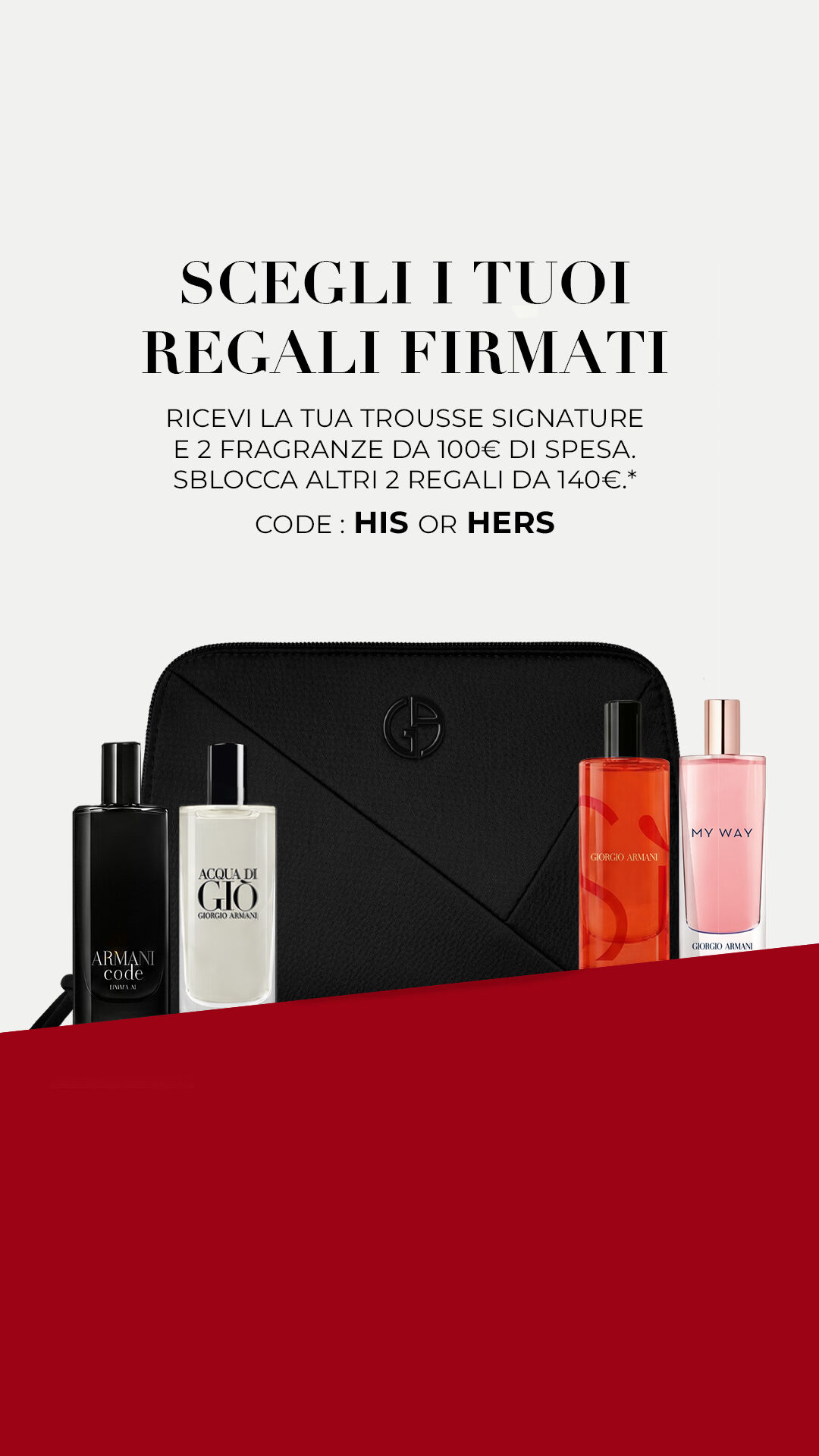 Armani Code Elixir fragrance bottle on a black leather background.