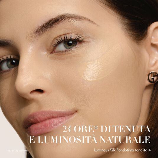 Before and After of the newly enhanced Armani Beauty LUMINOUS SILK FOUNDATION