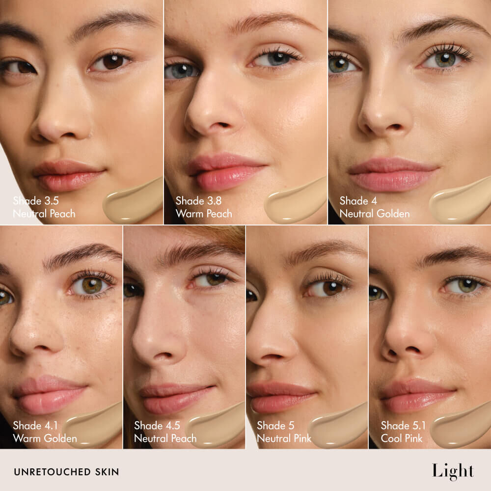 Close-up of a different model's cheek with showcasing LUMINOUS SILK FOUNDATION texture